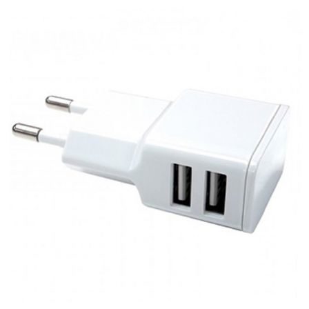 Chargeur mural Double USB pour smartphone blanc